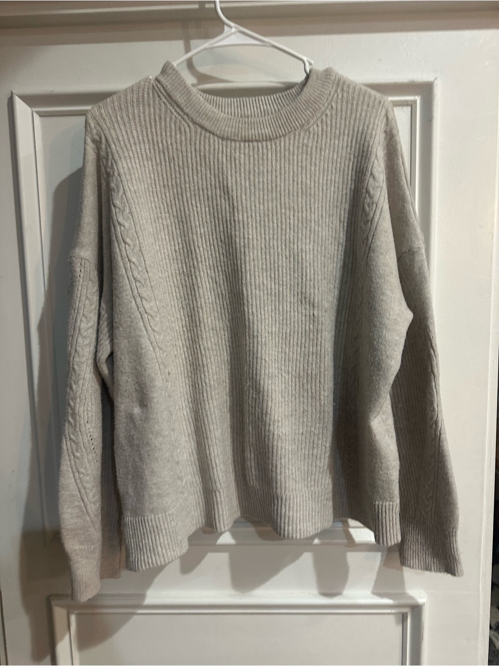 Maurices Cream Ribbed Crewneck Sweater